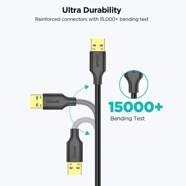 QGeeM USB Extension Cable USB 3.0 Cable Extender for PC Laptop Smart-TV PS4 Xbox SSD USB 3.0 2.0 Male to Female Cord Data Cable - Image 3