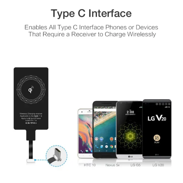 Wireless Charger Receiver Support Type C Micro USB Fast Wireless Charging Adapter For iPhone 5 6 7 Android phone Wireless Charge - Image 2