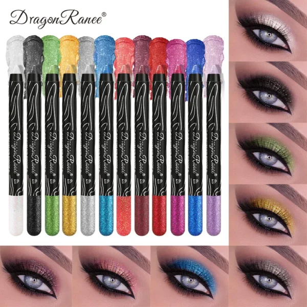 1Pc Metallic Purple Eyeshadow Pencil Glitter Silkworm Liner Pen Highlighter Long Lasting Gold Blue Cream Eye Shadow Stick Makeup - Image 2