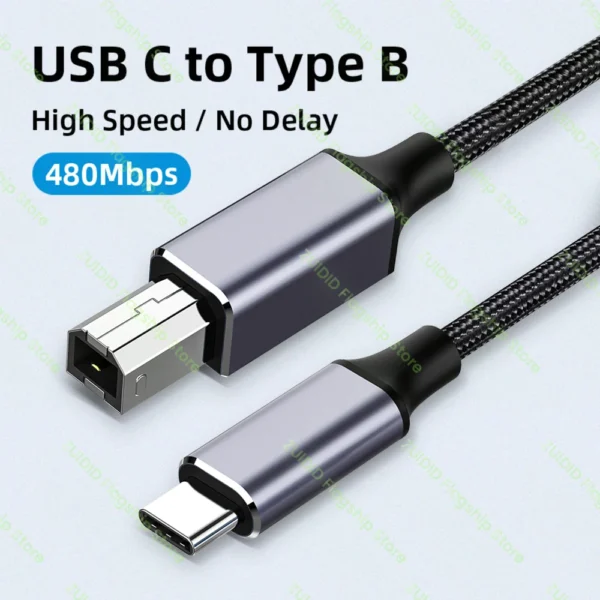 USB Type-C to USB Type B 2.0 Cable for New MacBook Pro HP Canon Brother Epson Dell Samsung Printer Type C Printer Scanner Cord