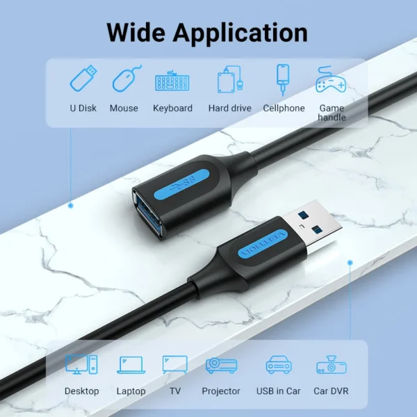 Vention USB 3.0 Extension Cable Male to Female Extender Cable Fast Speed USB 3.0 Cable Extended for laptop PC USB 2.0 Extension - Image 4