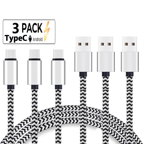 USB Type C Cable 2.4A Fast Charging Battery Charger Wire Woven Nylon Data Cable Mobile Phone Charger For Huawei Samsung USB C