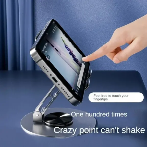 All Metal Aluminum 360 Rotation Mobile Phone Holder Universal Bracket Folding Double Shaft Design Stable Anti Fall - Image 2