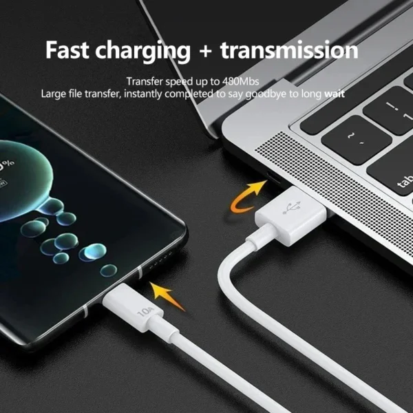 120W 10A Type C Type-C Super Fast Charge Data Cable Quick Charging Cable for Samsung Xiaomi Huawei USB C Mobile Phone Data Cord - Image 3