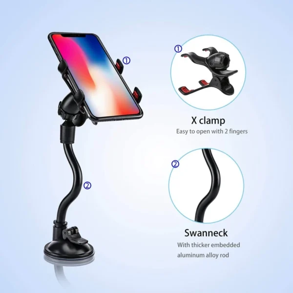 360 Rotate Sucker Car Phone Holder Flexible Mount Stand Mobile Cell Support For iPhone Samsung Xiaomi Clip Phone Holder in Car - Image 3