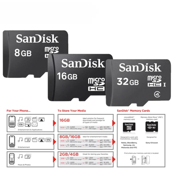 Original SanDisk Micro SDHC Memory Card Micro SD TF Cards 32GB 16GB 8GB SDSDQM microSDHC Flash Card Class4 for Android Phone - Image 2