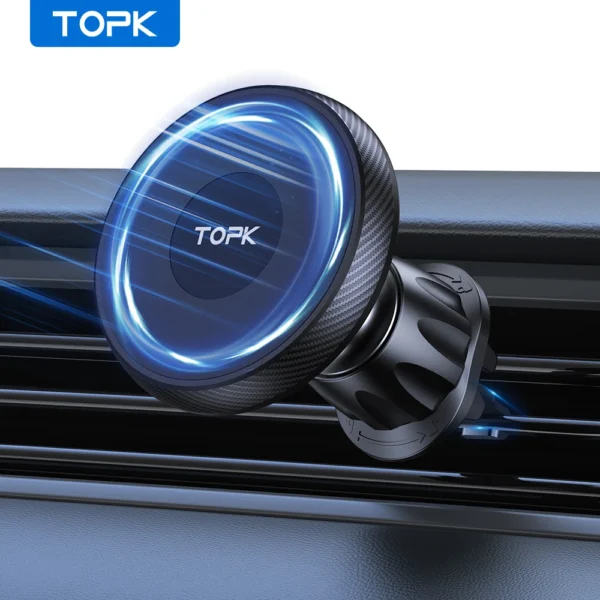 TOPK Magnetic Car Phone Holder Air Vent Car Phone Stand For Magsafe iPhone 15 14 13 ProMax Xiaomi Samsung Strong Magnet Holder