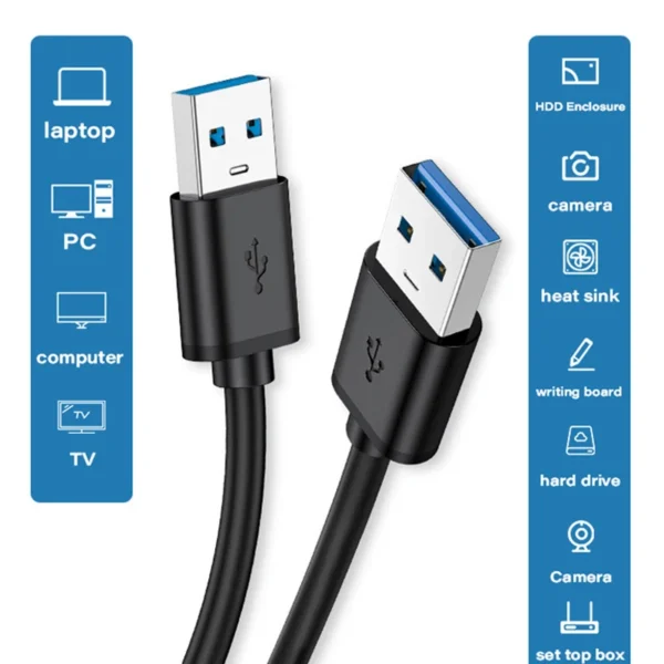 USB 3.0 Extension Cable USB Male to Male 5Gbps Fast Transmission Data Cable USB3.0 For Computer Laptop to Mobile Hard Drive TV - Image 2