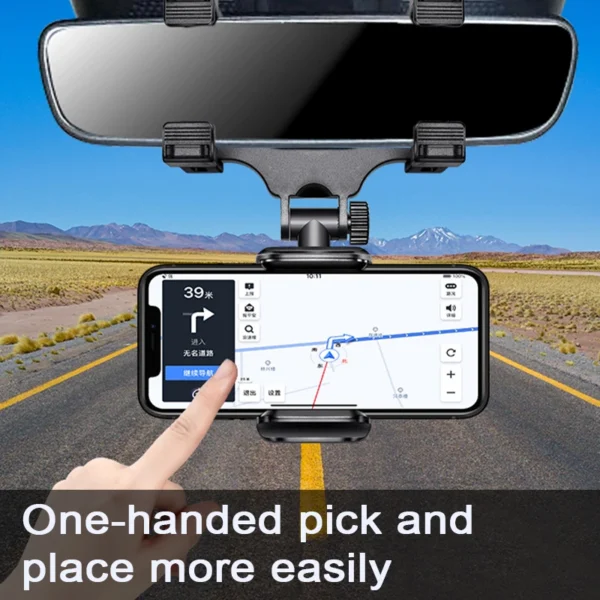 SEAMETAL Rearview Mirror Phone Holder for Car Free Rotation Adjustment Phone Mount Stable Gripper Smartphone Navigation Bracket - Image 3