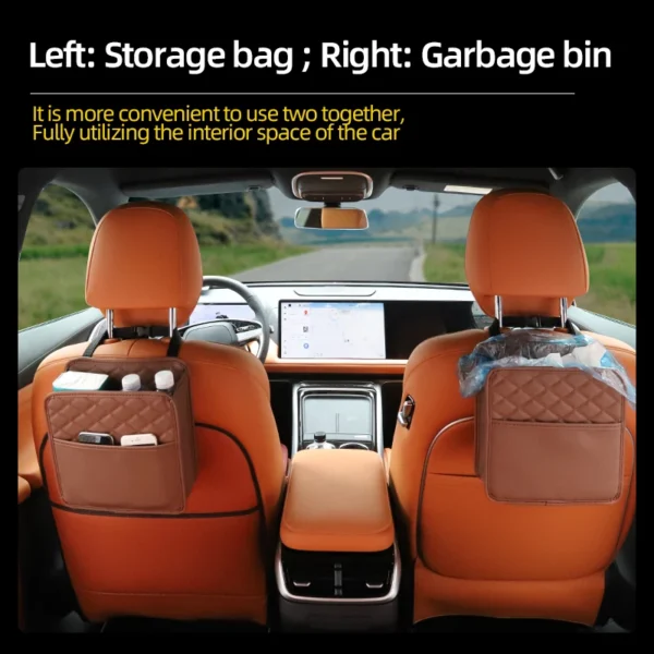 Multifunctional car seat storage bag Leather storage bag Garbage bag Storage bag Suitable for most car models - Image 3