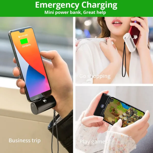 Portable Charger Fast Charge Type C External Battery for iPhone Samsung Xiaomi Built-in Cable Quick Charge Pocket Power Bank - Image 3