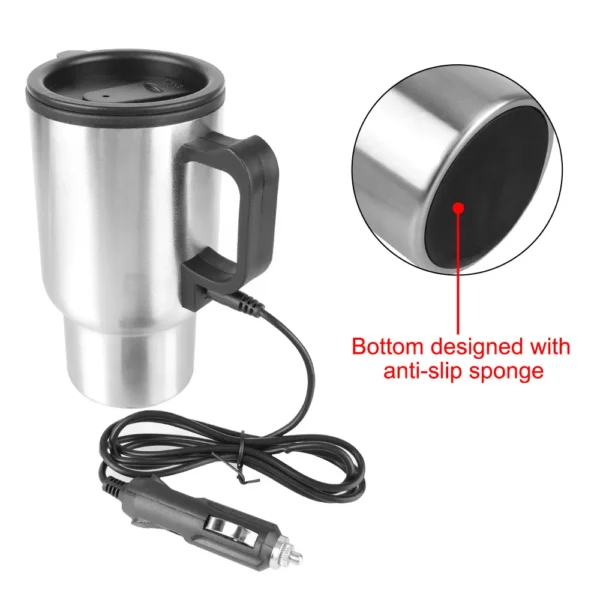 12V 450ml Electric Heating Car Kettle Water Coffee Milk Thermal Mug Camping Travel Kettle Stainless Steel Vehicle Heating Cup - Image 6