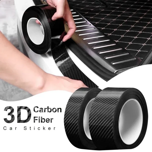 3D Nano Carbon Fiber Car Bumper Door Guard Protection Film 3m Car Door Sill Protector Sticker Black Waterproof Anti Scratch Tape - Image 5