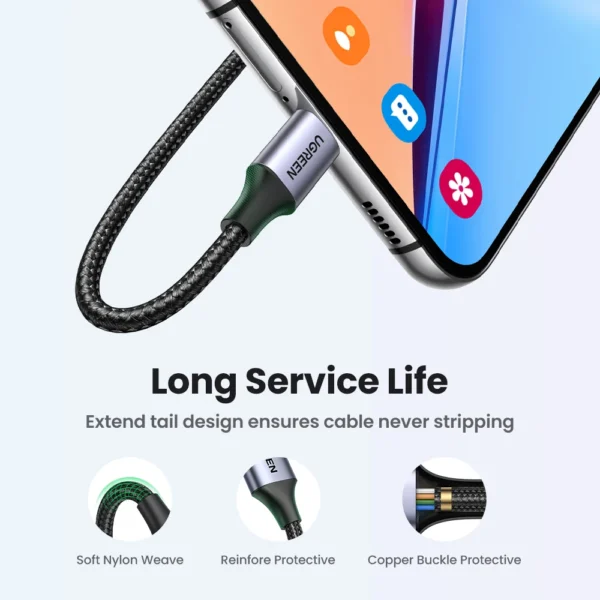 UGREEN 3A USB Type C Cable For Realme Xiaomi Samsung S21 Fast Charging Wire USB-C Charger Data Cord For iPad Samsung Poco USB C - Image 4