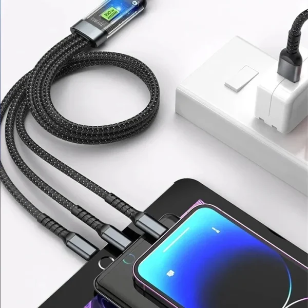 3-in-1 100W 6A Fast Charging USB To Type-C Micro Fast Charger Cable For iPhone 15 14 Samsung Xiaomi Huawei Charge Data cable - Image 2