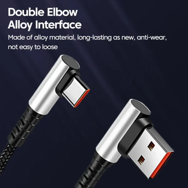 6A 0.25 0.5M Short Cable 90 Degree Elbow USB A Type C to Type C Cable Fast Charging Data Cord Power Bank Wire For iPhone 15 IPad - Image 5