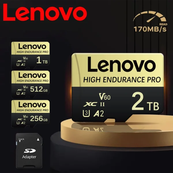 Lenovo 2TB High Speed ​​Micro TF SD Card U3 Class 10 Up To 100MB/s TF Memory Card With Adapter -