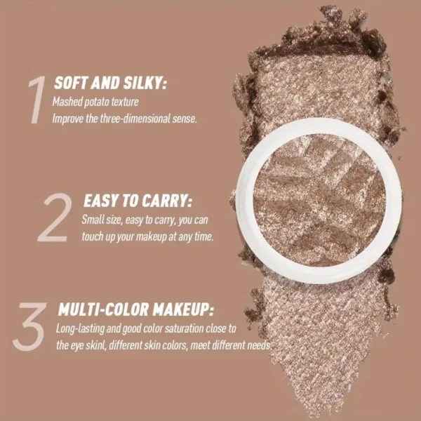 Smoky Glitter Eyeshadow Cream Makeup Mashed Potato Texture Palette Pearl Long-lasting Shimmer Metallic Eye Shadow Cosmetic - Image 3