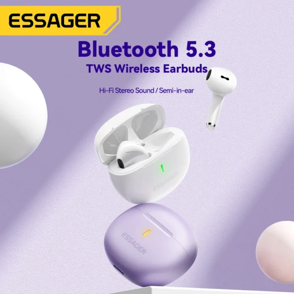 Essager Wireless Bluetooth 5.3 Headphones TWS Earphones Mini Heaset With Charging Case Mic semi in ear Earbuds For All Phone - Image 2