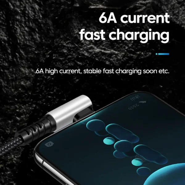 6A 0.25 0.5M Short Cable 90 Degree Elbow USB A Type C to Type C Cable Fast Charging Data Cord Power Bank Wire For iPhone 15 IPad - Image 2