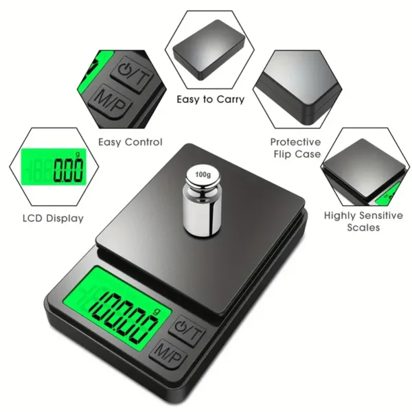 Precision Pocket Scale 1000g X 0.01g - Digital Gram Food Jewelry Ounces/Grains Scale with Backlit LCD - Mini Scale for Travel - Image 5