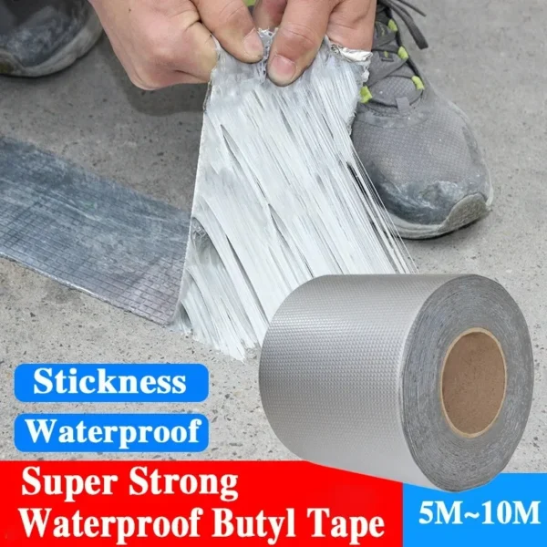 Waterproof Tape High Temperature Resistance Aluminum Foil Butyl Tape Fixing Wall Pool Roof Crack Duct Repair Sealed Self Tape - Image 2