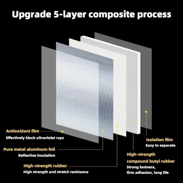 Waterproof Tape High Temperature Resistance Aluminum Foil Butyl Tape Fixing Wall Pool Roof Crack Duct Repair Sealed Self Tape - Image 3