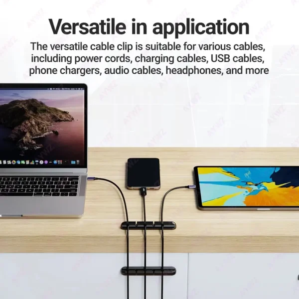 Adhesive Cable Holder Clips Cord Management Wire Organizer for Desktop USB Charging Cable Nightstand Power Cord Mouse Cable - Image 4