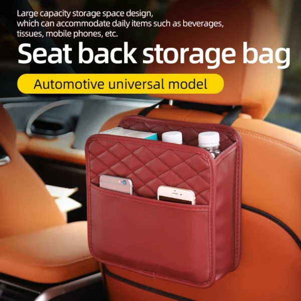 Multifunctional car seat storage bag Leather storage bag Garbage bag Storage bag Suitable for most car models - Image 2