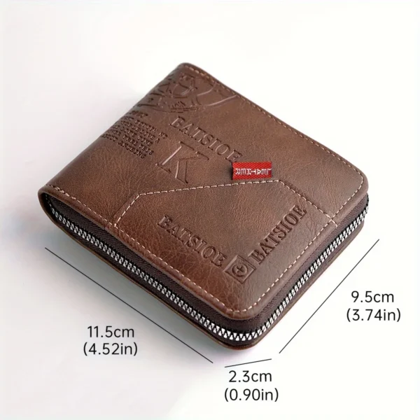 Men's Wallet Made of PU Wax Oil Skin Purse for Men Coin Purse Short Male Card Holder Wallets Zipper Around Money Coin Purse - Image 2