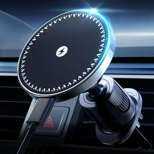 UYUXIO Magnetic Wireless Car Phone Charger Adapter 15W Air Vent Magnetic Car Phone Holder for iPhone 16 15 14 13 12 Pro Max Plus - Image 2