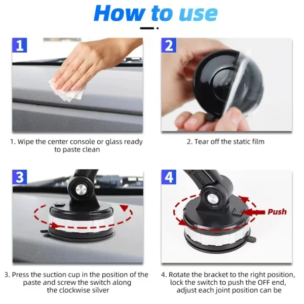 360 Rotatable Cellphone Car Phone Holder Fixed Shockproof Mobile Stand Big In GPS Support For iPhone Xiaomi Samsung Accesorries - Image 5