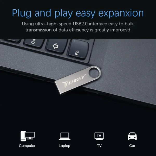 new TECHKEY usb flash drive 64GB 32GB 16GB 8GB 4GB pen drive pendrive флешка waterproof silver u disk memoria cel usb stick gift - Image 6