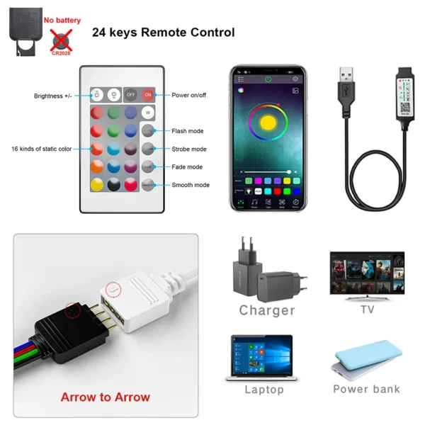 Tape Bluetooth USB LED Strip Light 5050 SMD 5V USB RGB Lights Flexible LED Lamp Tape Ribbon RGB Self-adhesive TV Desktop Diode - Image 5