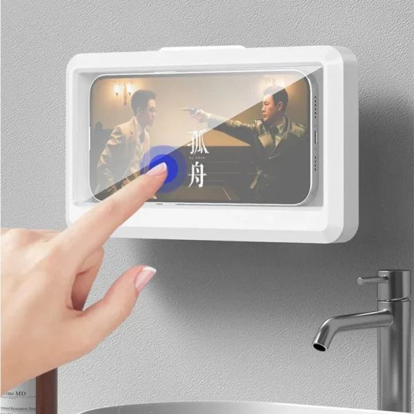 Bathroom Waterproof Phone Holder Home Wall Phone Case Stand Box Self-adhesive Touch Screen Phone Bracket Shower Sealing Storage - Image 3