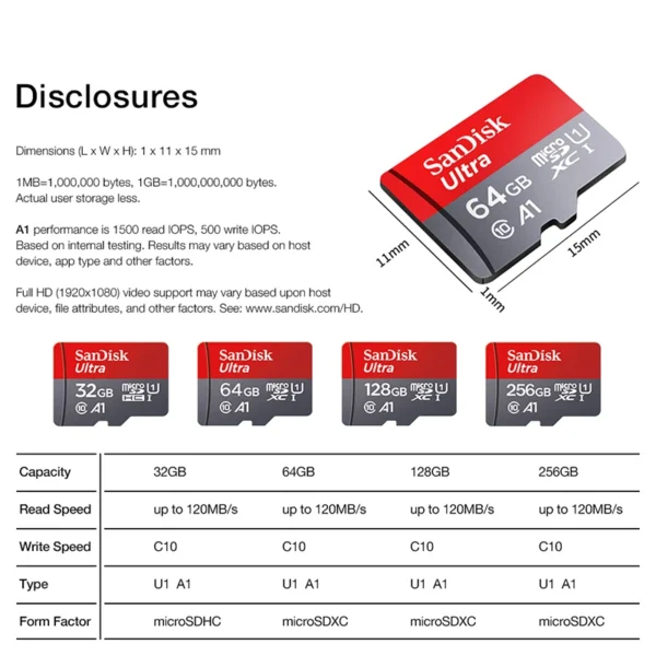 Micro SD Memory Card TF/SDCard 32GB 64GB 256GB 512GB 120M/S Class10 UHS-1 Flash Ultra 128GB Camera/Phone For Card Reader/Adapter - Image 6