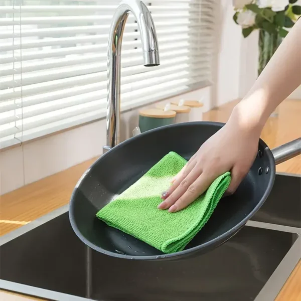 10/5pcs Microfiber Cleaning Cloth, Dishwashing Cloth Household Rag Kitchen Bathroom Cleaning Towel Durable Absorbent Towel - Image 3