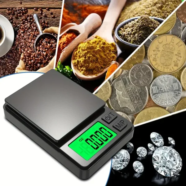 Precision Pocket Scale 1000g X 0.1g - Digital Gram, Food, Jewelry, Ounces/Grains Scale with Backlit LCD - Mini Scale for Travel - Image 2