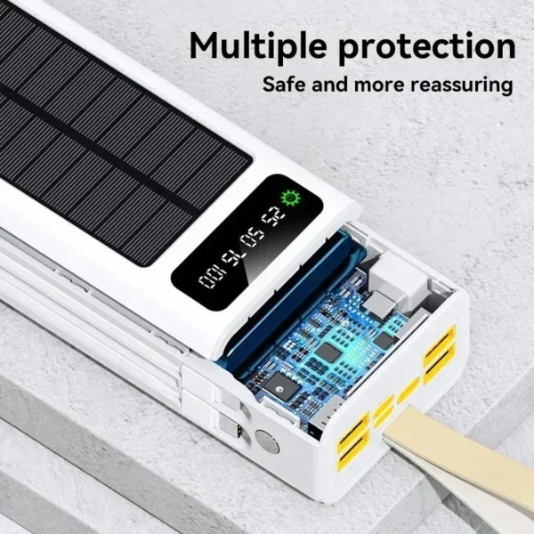 500000mAh Thick Solar Power Bank Built-in Cables Large Capacity External Battery Power Bank LED Light for iPhone Huawei - Image 3