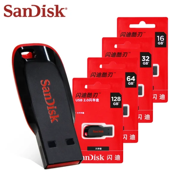 SanDisk Cruzer Blade USB 2.0 CZ50 USB Flash Drive 128GB 64GB 32GB 16GB Original Pendrive basic storage Memory Stick U Disk - Image 6