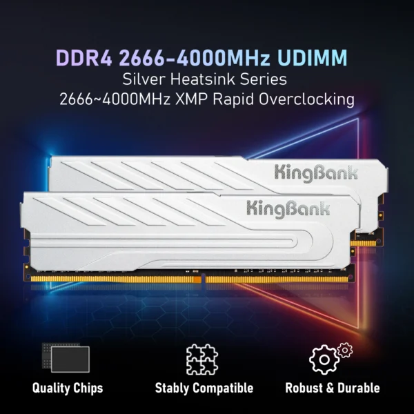  KingBank Computer Desktop Memory Ram DDR4 8G/16G 2666/3200/4000MHz with Heatsink for Desktop High Performance Gaming Office - Image 2