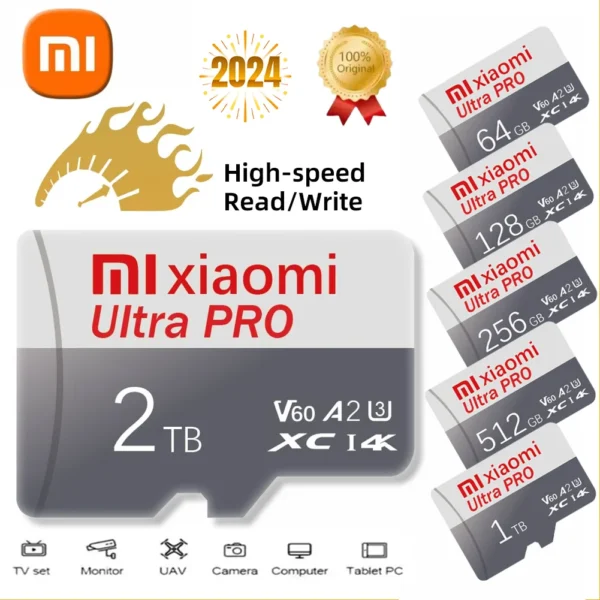 XIAOMI SD Memory Card 128GB 2TB 1TB 512GB 256GB Micro TF SD Card V60 High Speed Cameracartão De Memória For Phone Camera