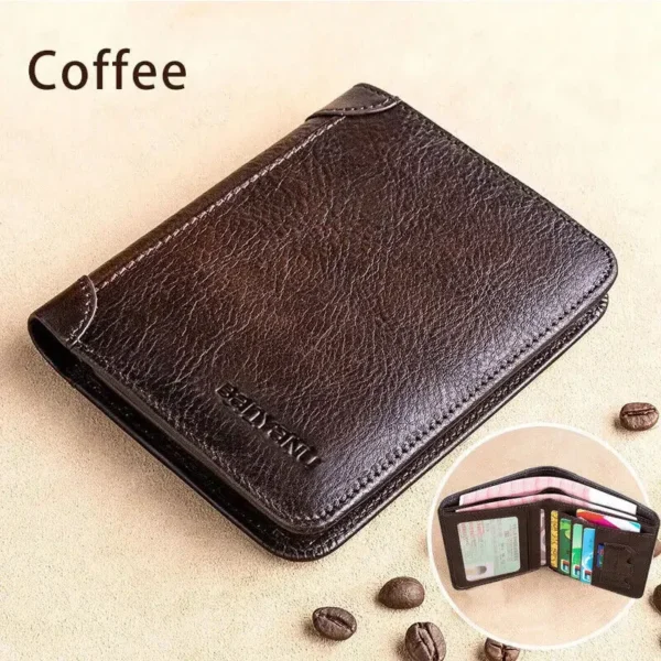 Genuine Leather Wallet Retro Business Design Rfid Protection Short Card Holder Coin Purses Money Bag Men Business Wallet - Image 5