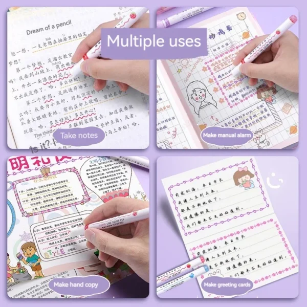 6Pcs/Set Flower Line Shape Highlighter Pen Roller Tip Curve Liner Marker Kawaii Korean Stationery School Office Supplies Gifts - Image 6