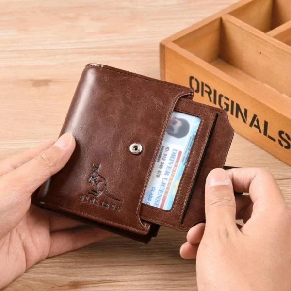 Leather Men's Wallet Luxury Short RFID Card Holder for Men Zipper Coin Purse Portable Male Wallets Billfold - Image 2