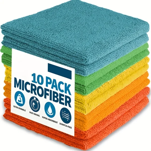 10/5pcs Microfiber Cleaning Cloth, Dishwashing Cloth Household Rag Kitchen Bathroom Cleaning Towel Durable Absorbent Towel