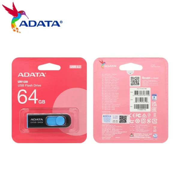 Original ADATA UV128 USB3.2 Gen 1 Flash Disk 32GB Pen Drive Memory Stick 64GB 128GB high speed 256GB for Laptop Computer - Image 6