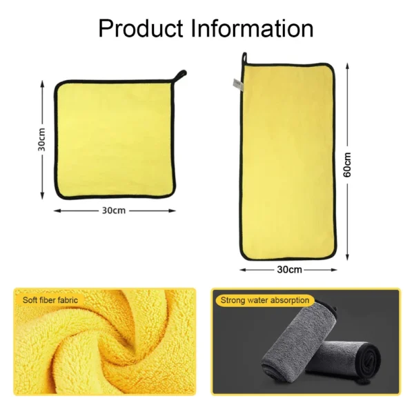 Car Wash Microfiber Towel 30x30/60CM Car Cleaning Drying Cloth Hemming Car Care Cloth Detailing Car Wash Towel - Image 6