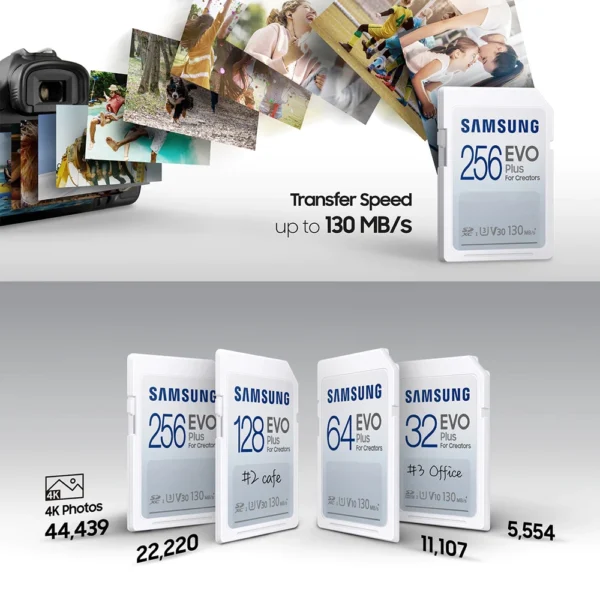 SAMSUNG SD Card 32GB 64GB 128GB 256GB 512GB 130MB/s--200MB/s High Speed SD Cards U1 U3 V30 4K Full HD Video For DSLR/ Camera/PC - Image 3