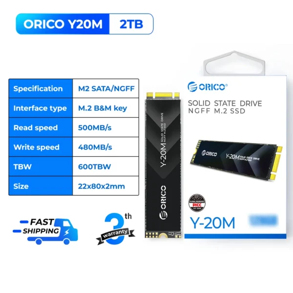 ORICO Y20M M.2 SATA SSD 1TB 2TB 4TB M.2 NGFF SSD 500MB/S M.2 2280 Ngff Sata B & M Key Solid State Hard Drive for Desktop Laptop - Image 3